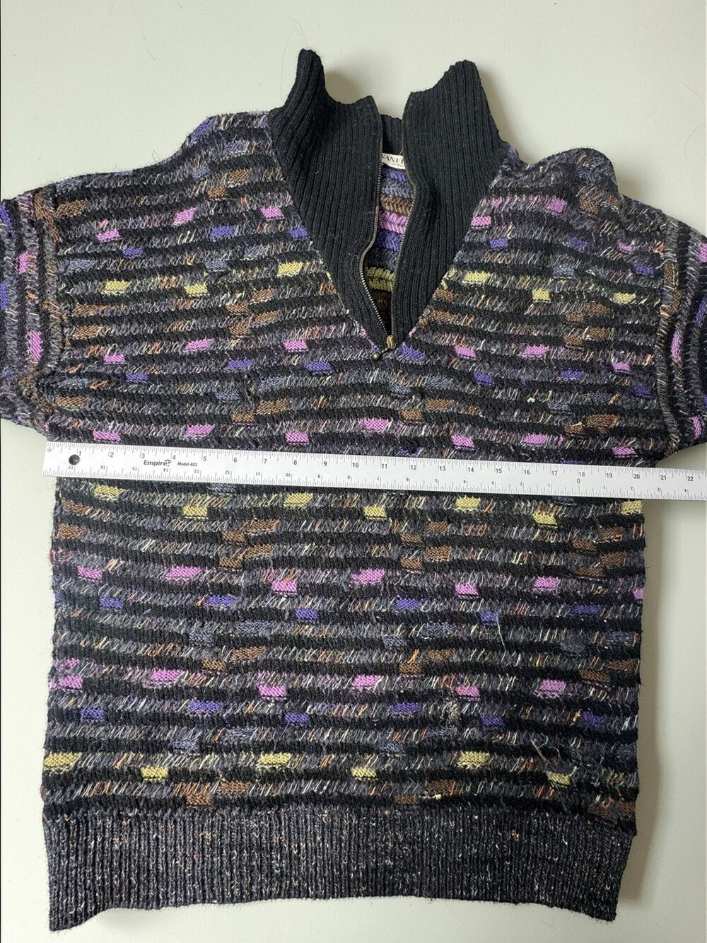 Vintage Nani Bon Colorful Sweater Made in Italy 1/4 Zip Mens M